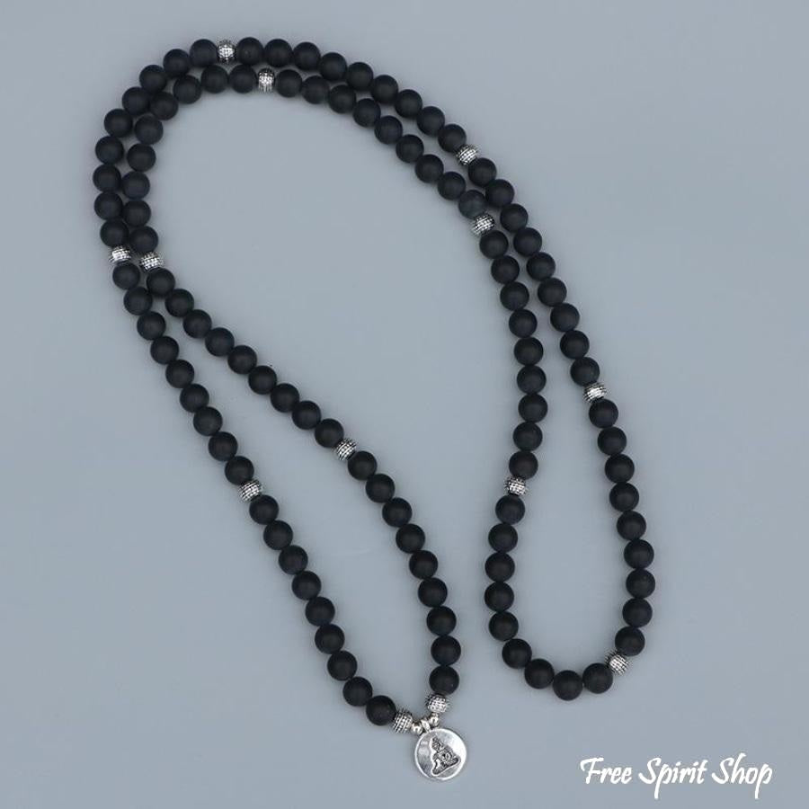 108 Natural Matte Black Onyx Mala Bead Bracelet
