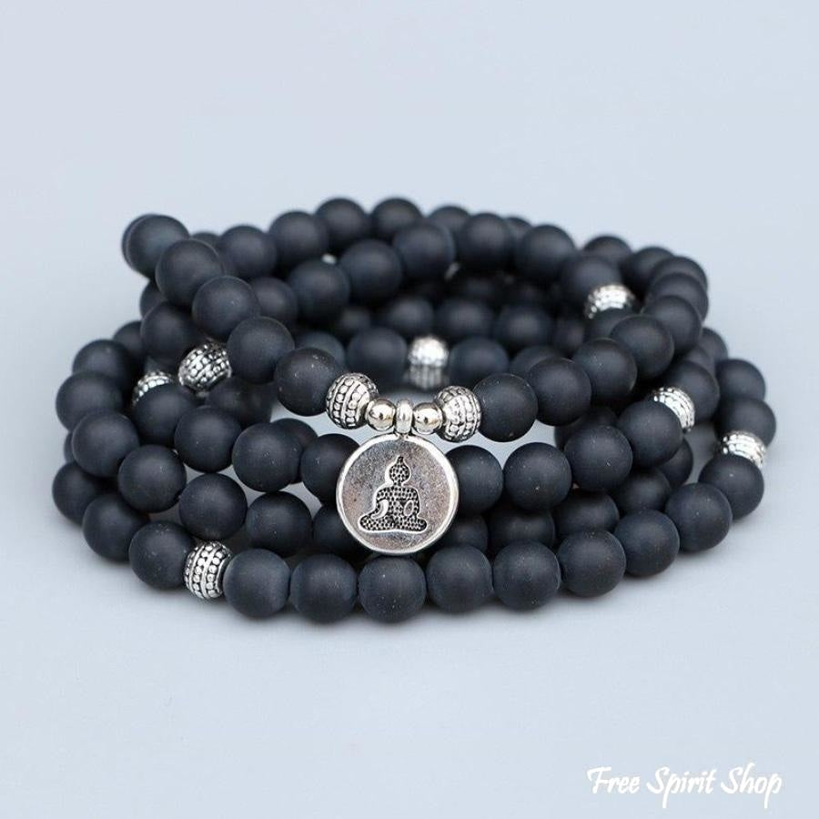 108 Natural Matte Black Onyx Mala Bead Bracelet