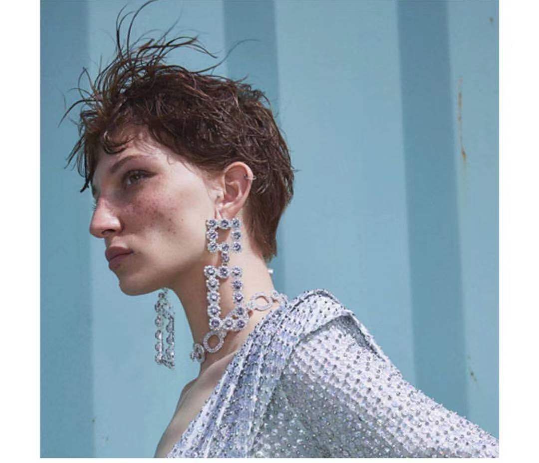 Square Hollow Full Rhinestone Big Earrings