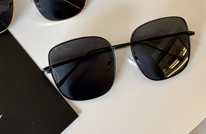 New Sunglasses Glasses Large Square Metal Shade Sunglasses