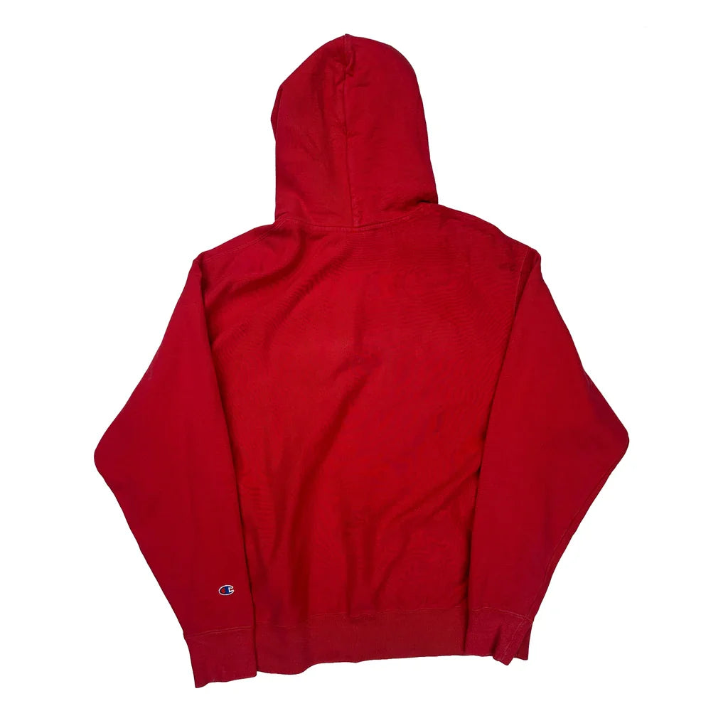 Reverse Weave Champion Spellout Hoodie - XL Red Cotton