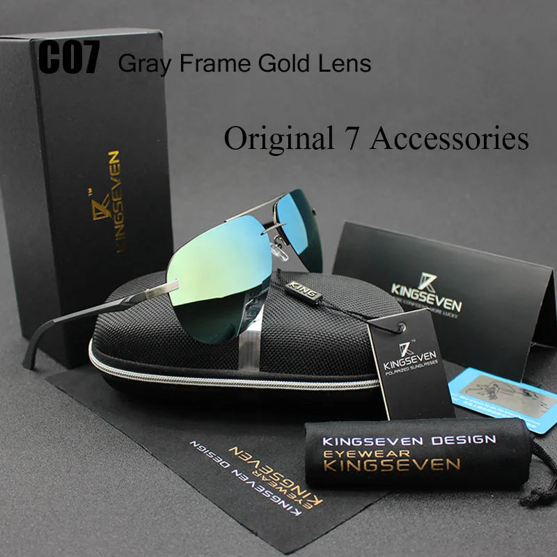 KINGSEVEN Aluminum Magnesium Polarized Sunglasses Men Driver Mirror Sun glasses Male