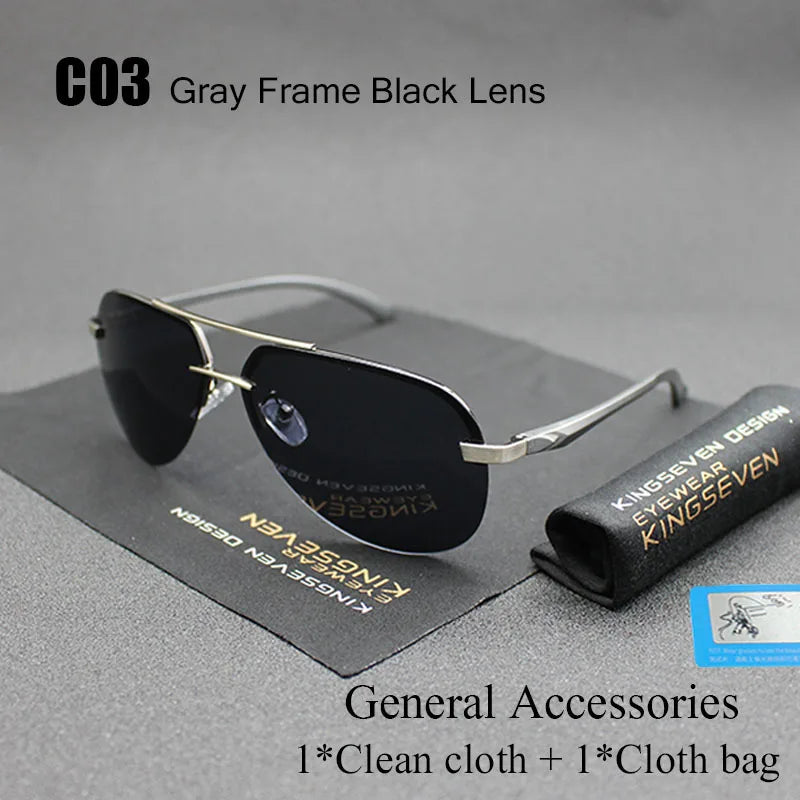 KINGSEVEN Aluminum Magnesium Polarized Sunglasses Men Driver Mirror Sun glasses Male