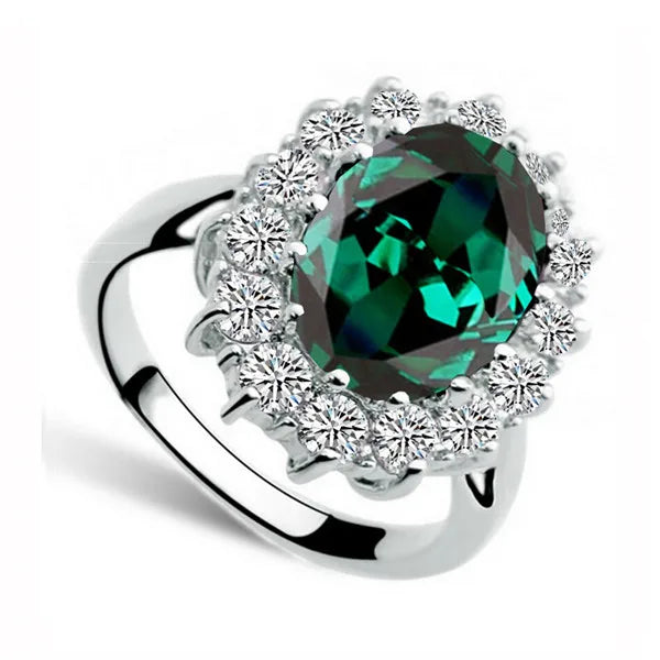 Royal Blue William Kate Queen Austrian Crystal Ring jewelry