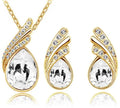 Leaf water feather wings Crystal Pendant Jewelry set