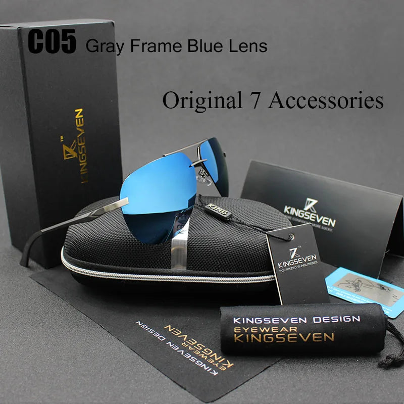 KINGSEVEN Aluminum Magnesium Polarized Sunglasses Men Driver Mirror Sun glasses Male