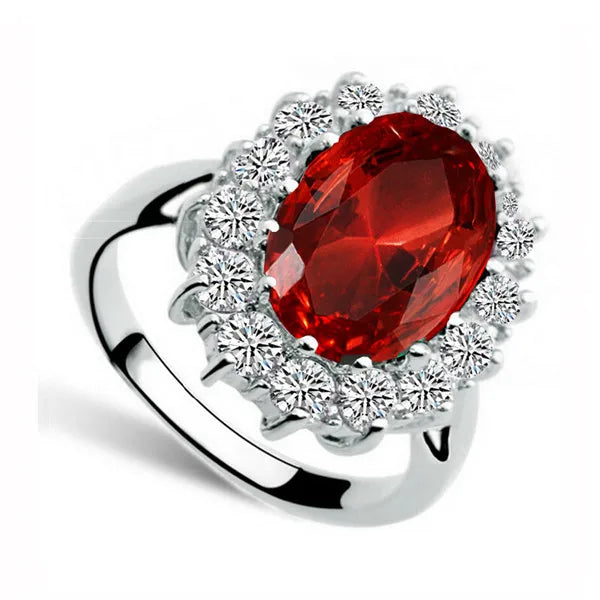 Royal Blue William Kate Queen Austrian Crystal Ring jewelry