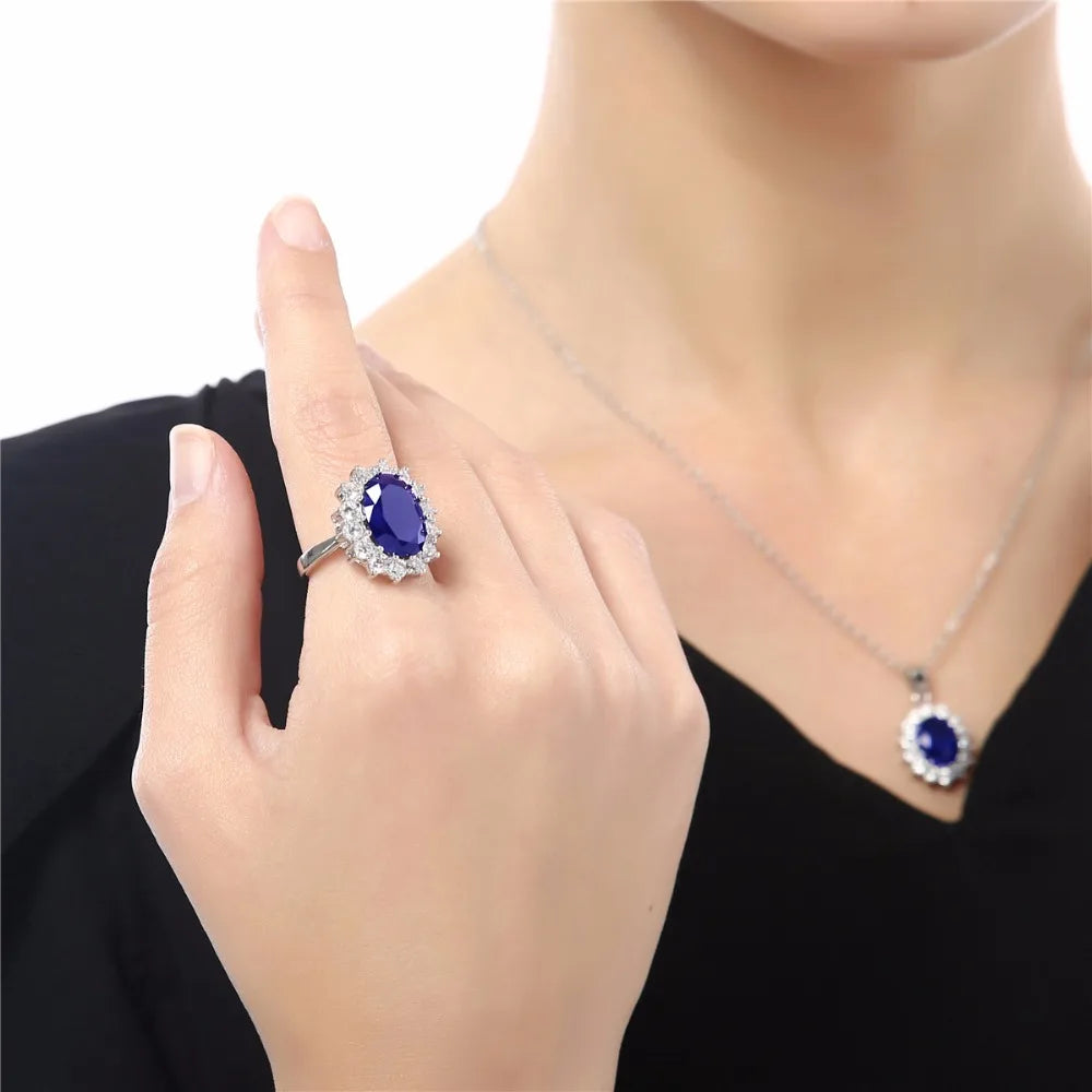 Royal Blue William Kate Queen Austrian Crystal Ring jewelry