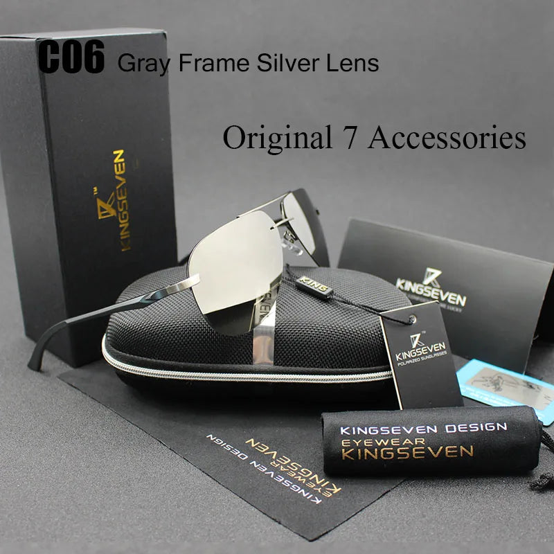 KINGSEVEN Aluminum Magnesium Polarized Sunglasses Men Driver Mirror Sun glasses Male