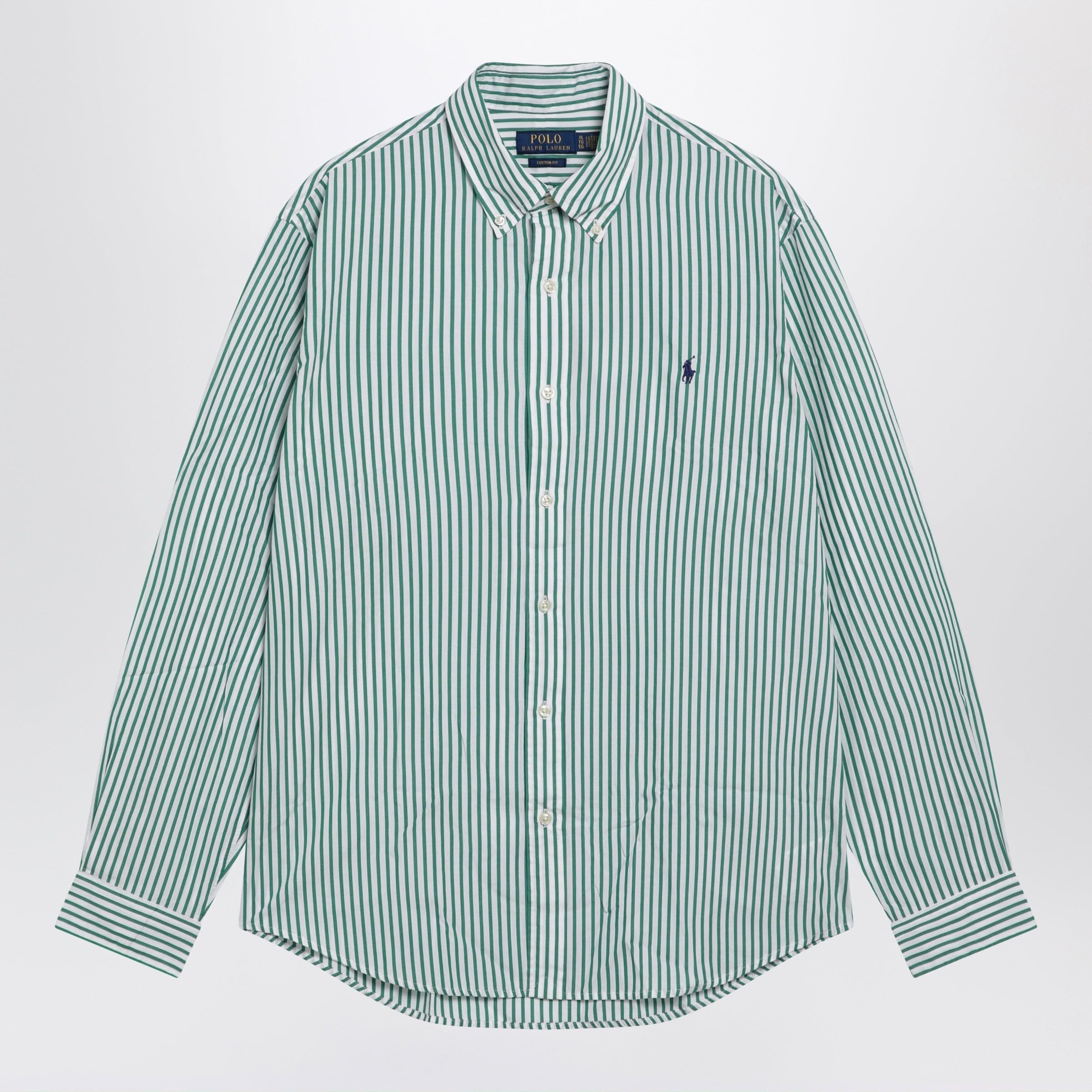 Polo Ralph Lauren - White/green striped Custom-Fit shirt