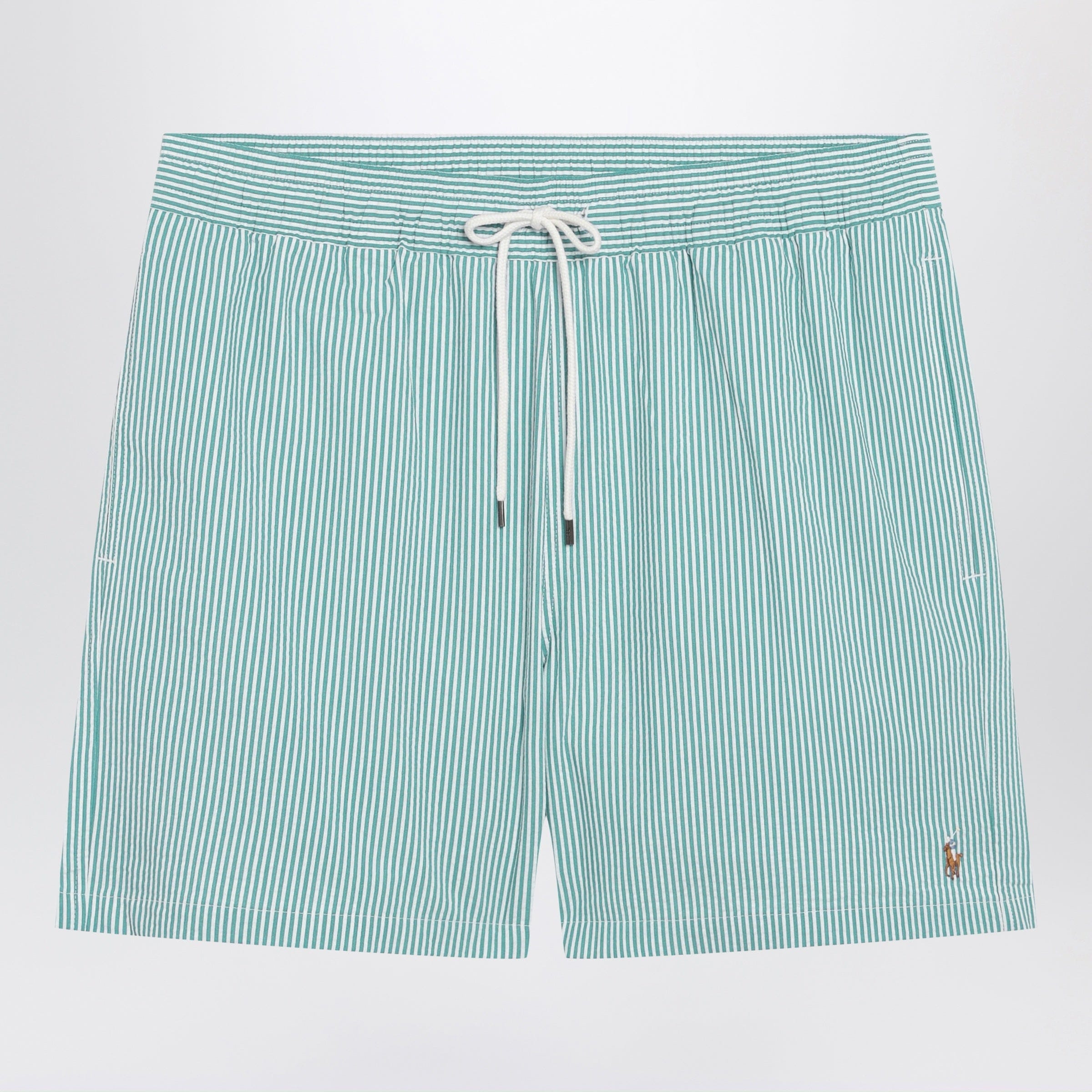 Polo Ralph Lauren - Traveler striped white/green seersucker swim shorts