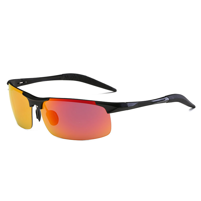 Men/Women Aluminum Magnesium Half Frame Cycling Polarized Sunglasses